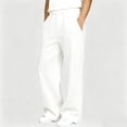 thumbnail image 2 of Lutiedan Sweatpants for Girls Wide Leg Athletic Workout Running Pants High Waisted Jogger Pants with Pockets,White,12-13 Years, 2 of 7