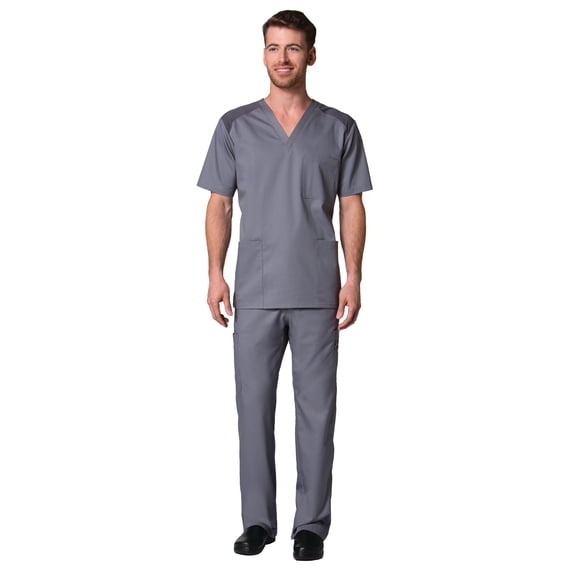 Maevn EON Men's Mesh 3-Pocket V-Neck Top & Men's Half Elastic Cargo Pant Scrub Set