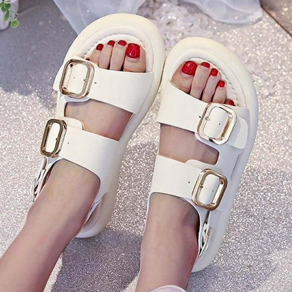 Women's Fashion Sandals Casual Versatile Retro Youth Girls Sandals Spring Summer Thick Bottom Sandal New Flat-Heeled Roman Beach Sandals