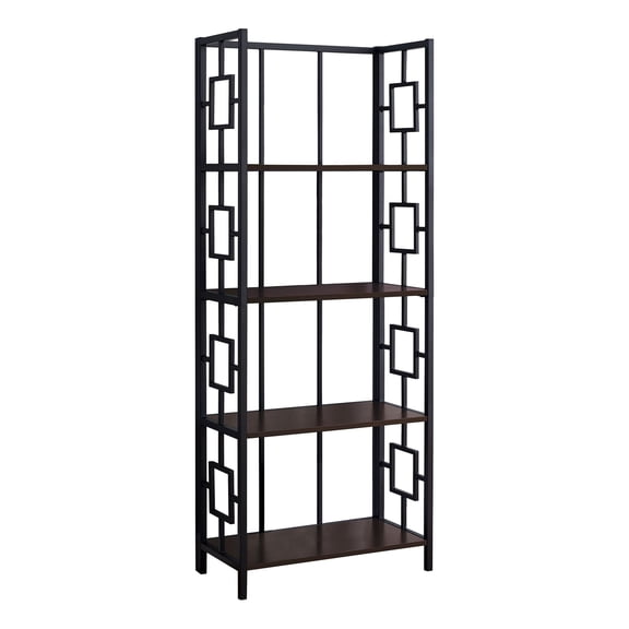 Monarch Specialties Bookshelf, Bookcase, Etagere, 4 Tier, 62"H, Office, Bedroom, Brown Laminate