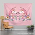 thumbnail image 1 of Fondo colgante de pared de estilo nórdico para dormitorios, con diseño de unicornio para mejores amigos; tela de terciopelo grueso, 150x130cm, con lámpara de luz de estrellas de 6m., 1 of 3