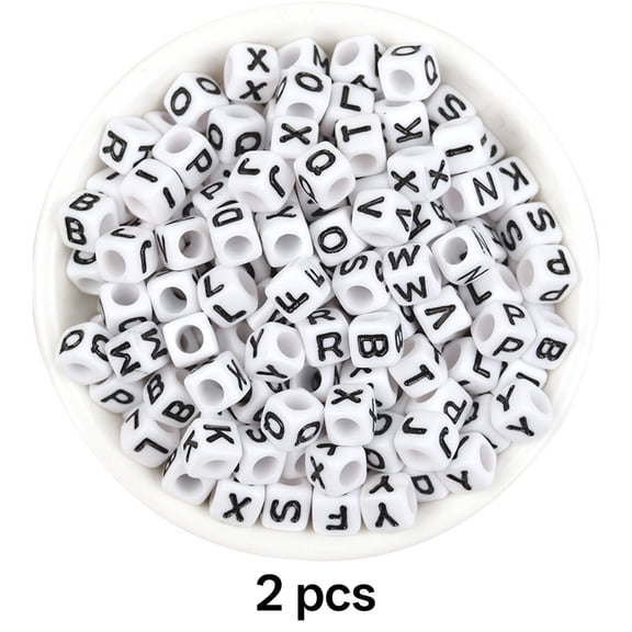 ACDANC 200 Pcs Silicone Letter Beads, 6mm Colorful Alphabet Focal Beads for Jewelry Making, Bracelets, Necklaces, Keychains, Black