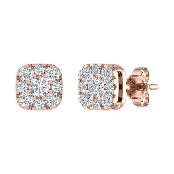 1/2 Carat Diamond Cluster Stud Earrings in 10K Rose Gold