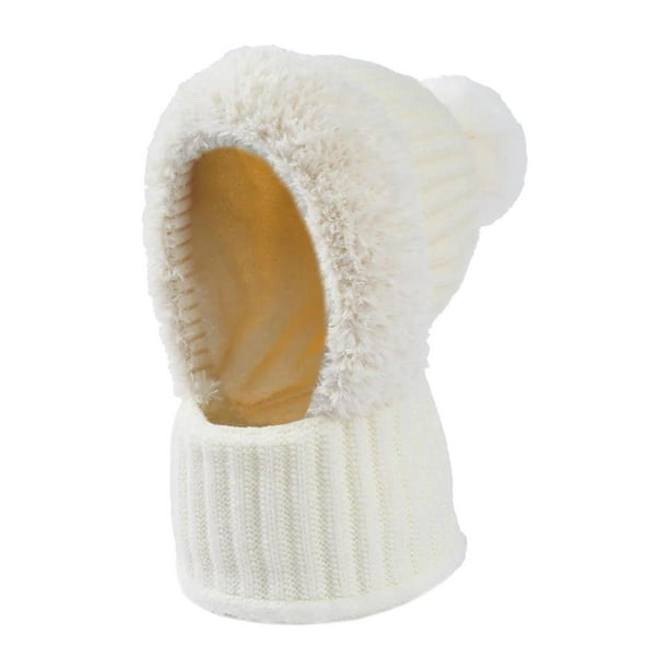 Gorro de invierno para mujer, gorro de esquí, cómodo calentador de cuello, protección para las orejas. Blanco