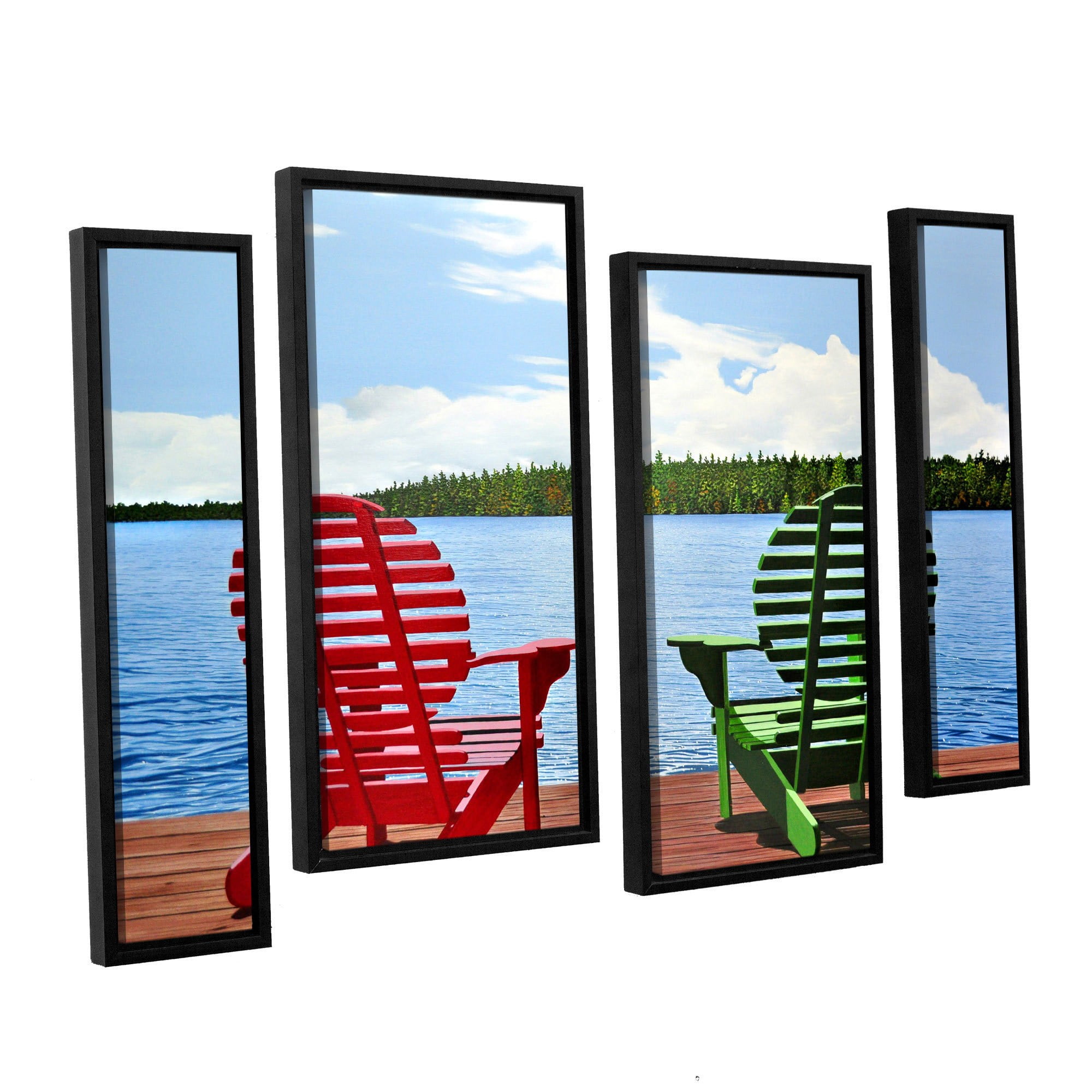 ArtWall Ken Kirsh "Dockside" 4-Piece Floater Framed Canvas Staggered Set