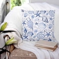 thumbnail image 3 of 26x26 Pillow Covers Set of 2, Navy Blue Coastal Throw Pillow Covers Decorative Couch Cushion Case, Nautical Ocean Shell Starfish Sea Microfiber Square Pillowcases for Bedroom Car Living Room, 3 of 7