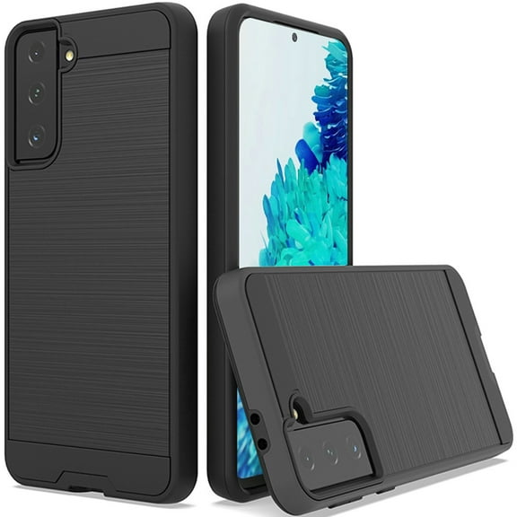 Xpm Case for Samsung Galaxy S21 (6.2") Hybrid Rugged Brushed Metal Design [Soft TPU   Hard PC] Dual Layer Armor Impact Slim Cover for Galaxy S21 - Black