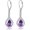 02-Amethyst Purple, variant on 925 Sterling Silver 12 Months Birthstone Dangle Earrings for Women, 10 * 7 mm Pear Shape Gemstone Teardrop Leverback Earrings with Cubic Zirconia, Jewelry Gifts for Birthday