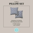 thumbnail image 5 of MARTHA STEWART Tulum Indoor Outdoor Decorative Pillow 2-Pack Set, UV Fade Resistant, Water Repellent, Printed Modern Design, Navy Blue, 18"x18", 5 of 9