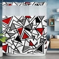 thumbnail image 6 of No Hook Shower Curtains with Snap-in Liner Set, Red Black Geometric Waterproof Hotel Style Bathroom Shower Curtain, Abstract Art Modern Line Breathable Mesh Top Window Bath Curtains 72''x78'', 6 of 9