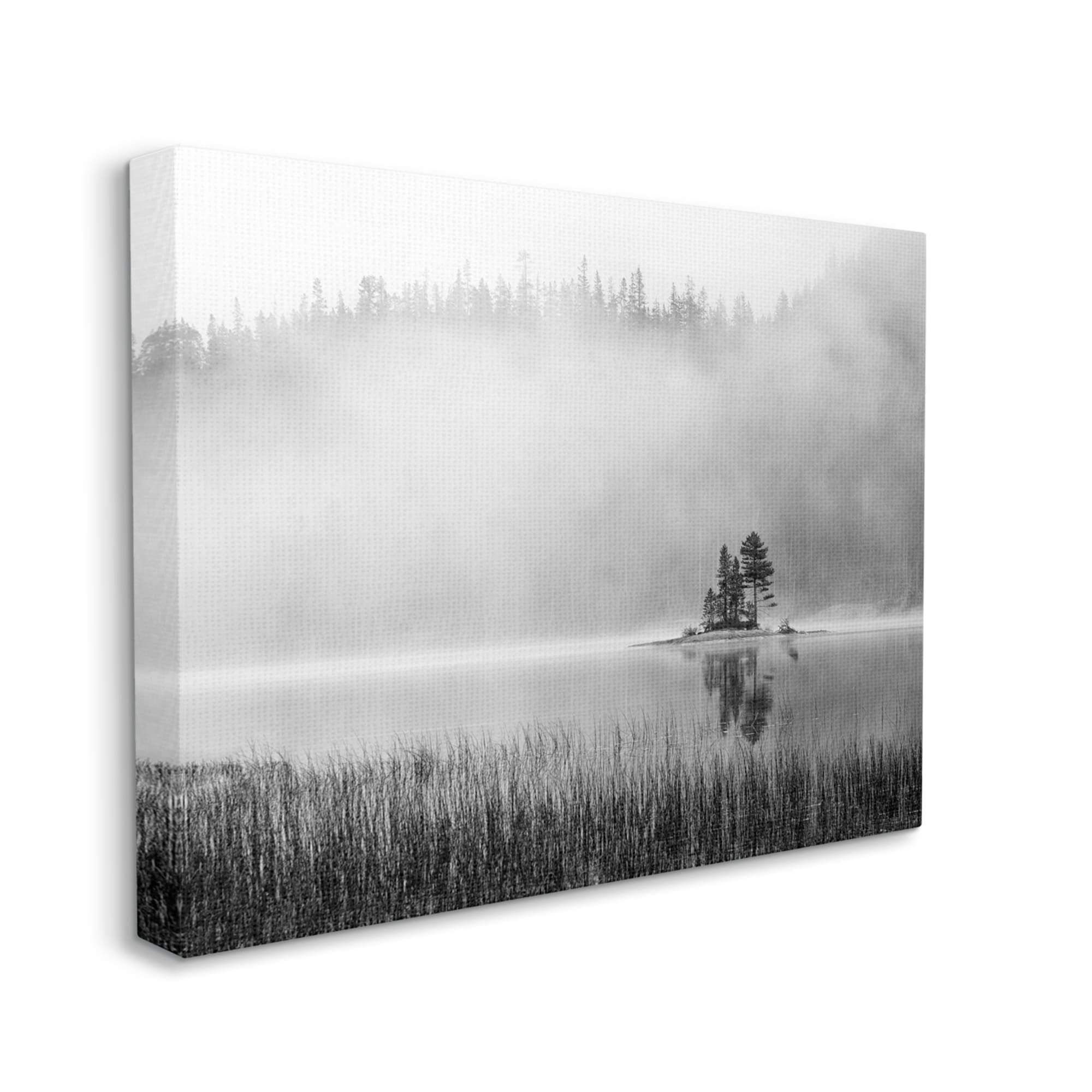 Stupell Foggy Lake Landscape Trees Landscape Photography Gallery Wrapped Canvas Print Wall Art