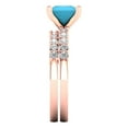 thumbnail image 3 of 2.66 ct Brilliant Princess Cut Turquoise 18K Rose Gold Solitaire with Accents Engagement Bridal Wedding Ring Band Set size 6.25, 3 of 7