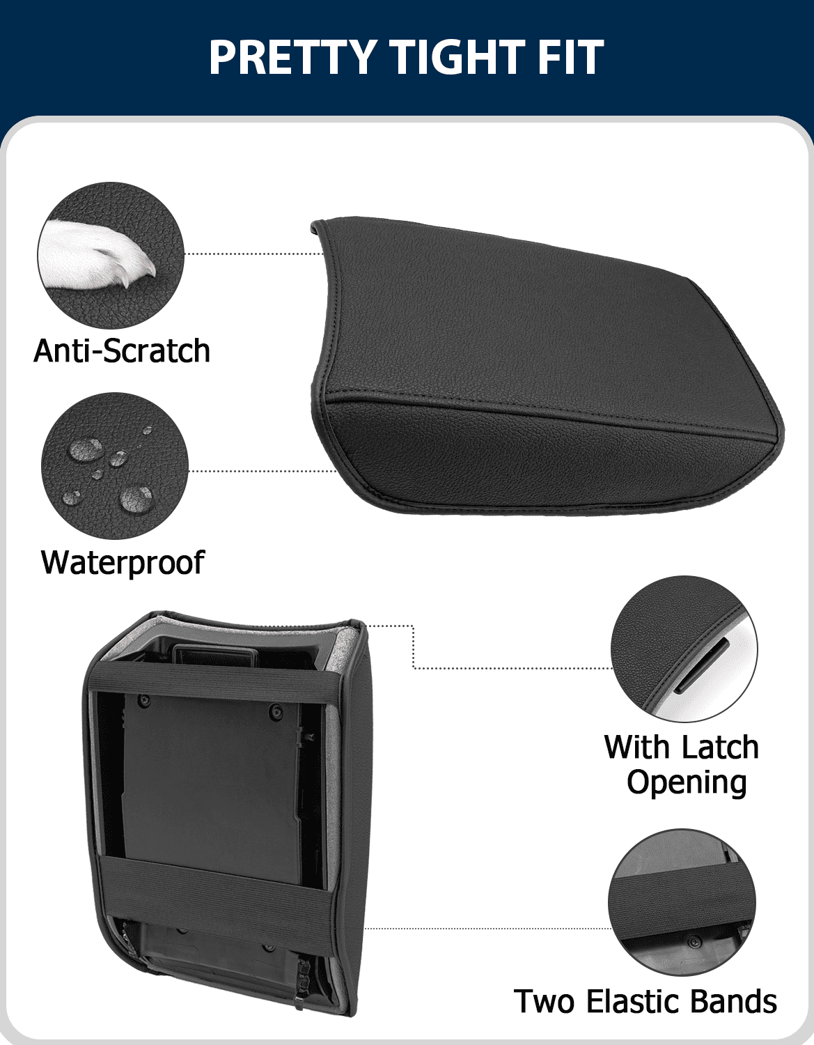 KBH Center Console Cover for Honda CRV Accessories 2017-2022, Leather Middle Console Armrest Cover Protector for Car Interior, Black