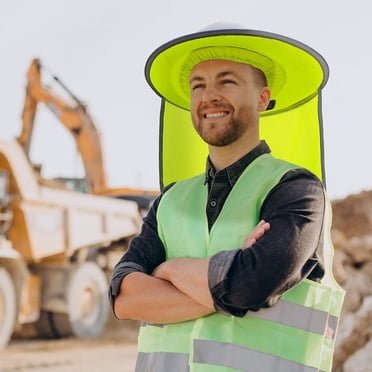 EvridWear Hard Hat Sun Shade - Orange - Neck Protection For Construction Work