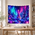 thumbnail image 5 of Glowing Winter Forest with Luminous Tree Under Aurora Sky, Dreamy Fantasy for Nature Lovers, Magical Forest Wall Art, Christmas Gift, Tapestry Wall Hanging for Bedroom and Living Room, 5 of 7