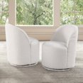 thumbnail image 3 of Furniture of America Jaine Modern Boucle Chenille Curved Back Swivel Dining Side Chair, White, 3 of 5