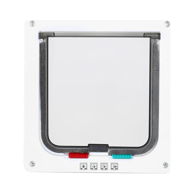 Rdeghly M Size 4 Way Lockable Pet Cat Small Dog Flap Door For Pet Care