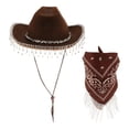 thumbnail image 2 of Sombrero de vaquero con flecos de diamantes de imitación, sombrero occidental, conjunto de pañuelo y purpurina blanca para disfraz de Festival de, 2 of 9