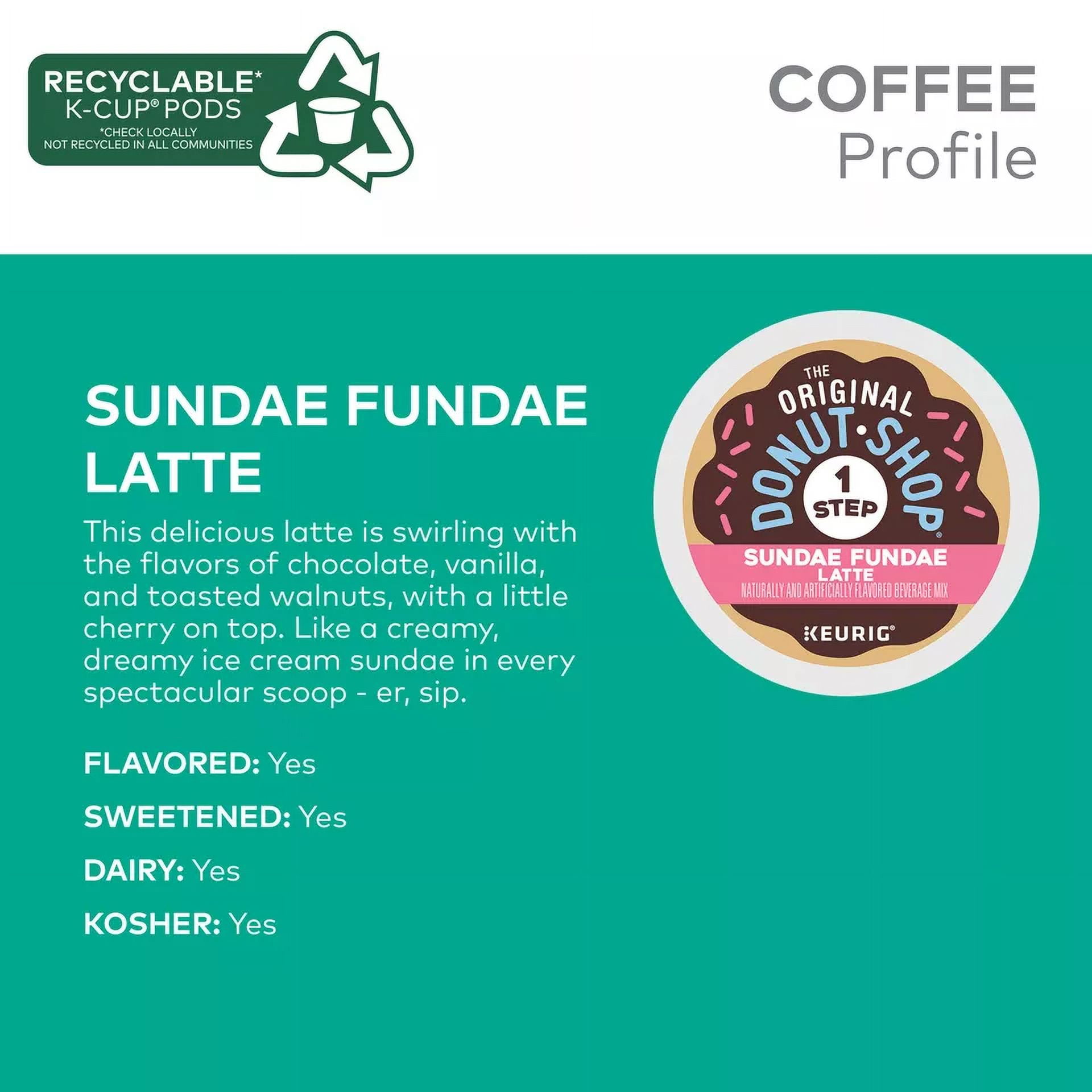 The Original Donut Shop Sundae Fundae One Step Latte, Keurig Single Serve K-Cup Pods, 20 Count