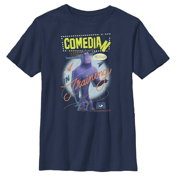 Boy's Monsters at Work Tylor the Comedian in Training Graphic Tee Navy Blue Medium