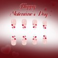 thumbnail image 3 of LWTZLW Uñas postizas cortas almendradas con glitter y diseño de corazones, 3 of 8