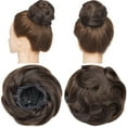 thumbnail image 2 of SEGO Messy Human Hair Bun Extensions Drawstring Straight/Curly Fake Hair Bun Hairpiece for Updo Style Chignon for Women Donut Ponytail, 2 of 6