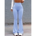 thumbnail image 4 of Workout Leggings Womens No Front Seam Straight Leggings High Waist Gym Yoga Pants Light Blue M, 4 of 8