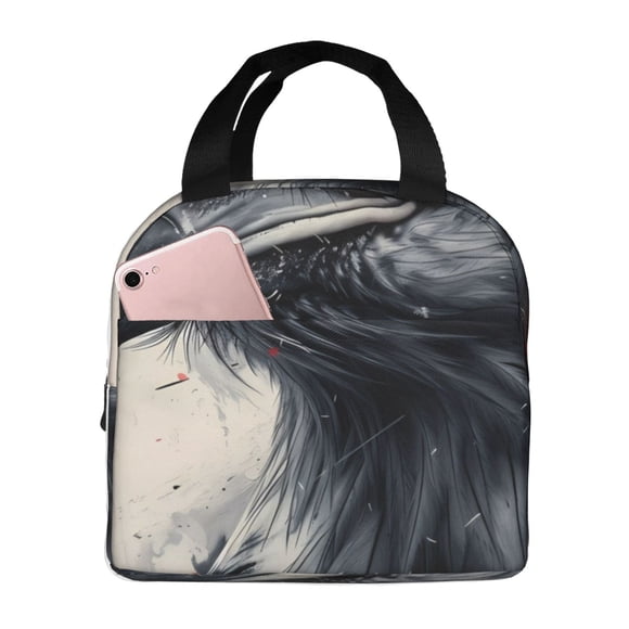 Easygdp Red Black Ink Style Bald Eagle Bolsa Térmica Premium - Tela Oxford Impermeable, Gran Capacidad, Bolsillo Frontal, Unisex para Trabajo, Escuela, Actividades al Aire Libre y Picnics