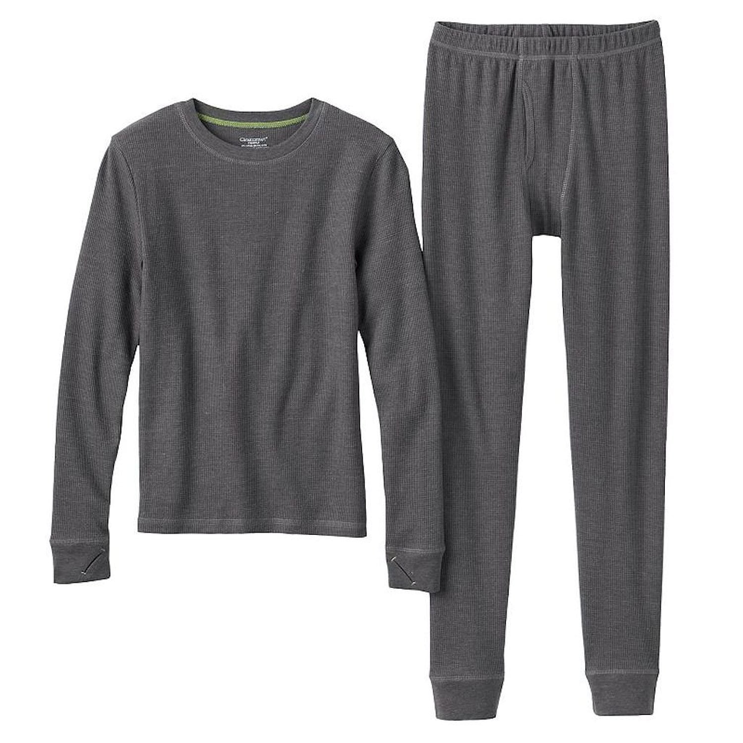 Cuddl Duds Boys' ClimateSmart Thermal Long Sleeve Crew Pants Set