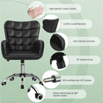 thumbnail image 5 of Alden Design Modern Faux Leather Desk Chair with Mid-back Padded Armrests for Office, Black, 5 of 6