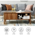 thumbnail image 4 of Wirrytor Mid-Century Lift Top Square Fluted Coffee Table with Dual Storage Shelf, Storage Center Coffee Tables with Waveform Panel Sliding Door Dining Table for Living Room Apartment(Walnut), 4 of 10