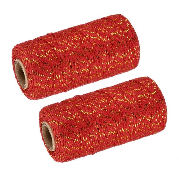 Twine Packing String Wrapping Cotton Twine 100M Gold Tone and Red Rope for  Gift Wrapping Twine, Pack of 2 