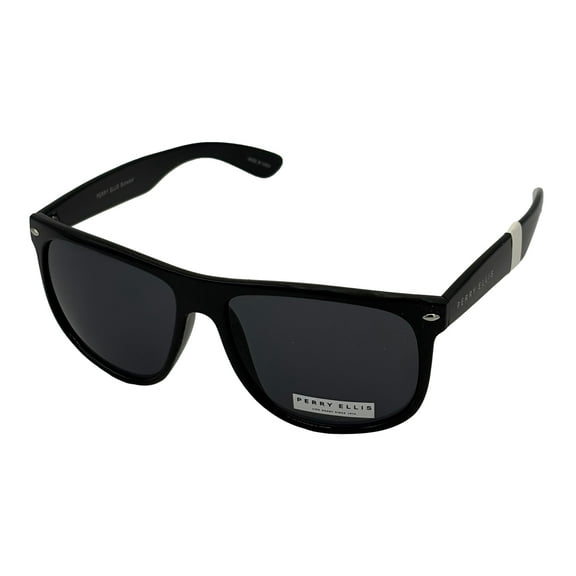 Perry Ellis Large Plastic Smoke Lens Men's Square Sunglasses, Black