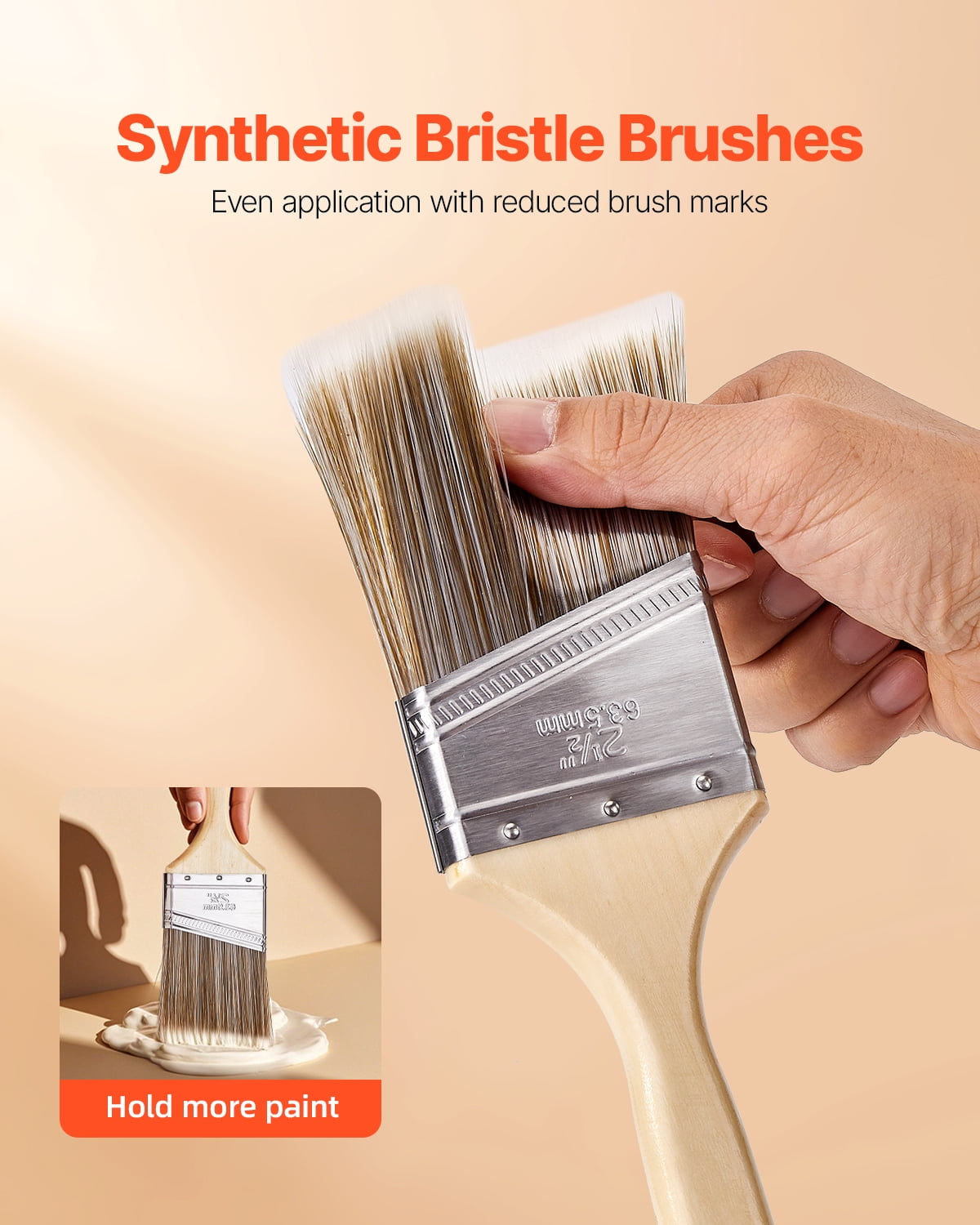 VEVOR Paint Brushes, 12 Piece Angle Paint Brush, Treated Wood Handle, Paint Brush Set for All Latex and Oil Paints & Stains, Wood Stain Brushes for Cabinets, Walls, Fences, Interior & Exterior Use