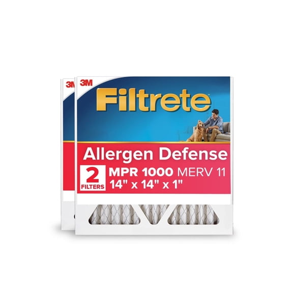 Filtrete 14x14x1 HVAC Furnace Air Filter, MPR 1000 MERV 11, Allergen Defense, 2 Pack