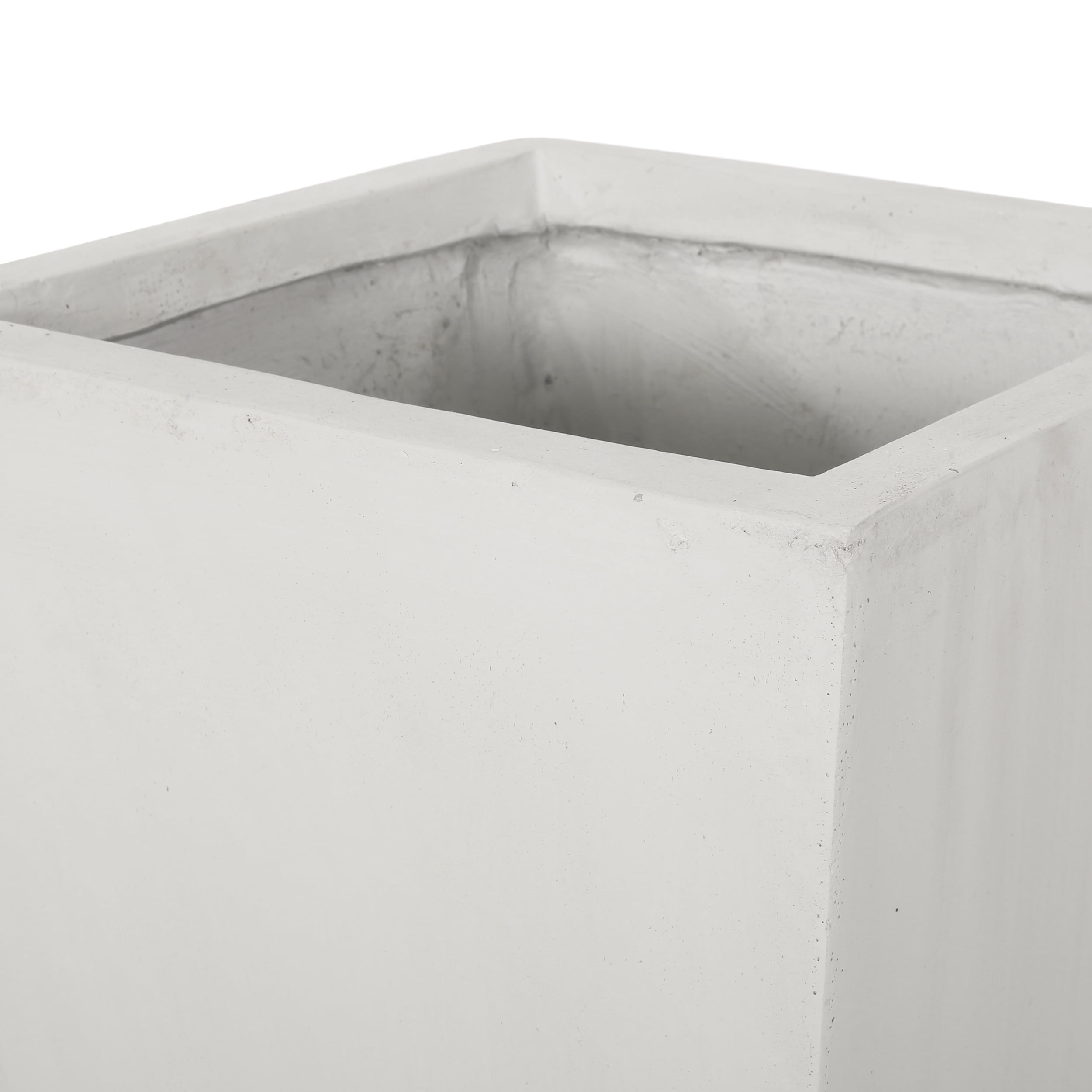 GDF Studio Fardeen Outdoor Modern Cast Stone Planter, White Medium