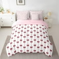 thumbnail image 2 of jejeloiu Kawaii Bow Bedding Comforter Set 7-Piece,Girls Bow Knot King Bedding Sets,Red Stripes Lines Bed Sheets For Children,Breathable Bedroom Decorative Reversible, 2 of 8
