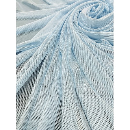 Mesh Small Hole 2 Ways Stretch See Through Fabric-by The Yard (Baby Blue)