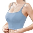 thumbnail image 3 of DuoJiaJ Women's Comfortable And Summer New Square Neck Rib Sports Breathable Fitness Tank Top Bra Wireless Bras Blue, 3 of 4