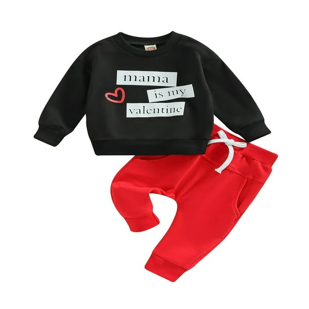 HAOAN Toddler Baby Boy Girl Valentines Day Outfits Long Sleeve Heart Sweatshirts Tops Long Pants 2Pcs Walmart