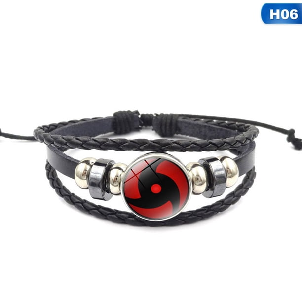 Hermosa Pulsera De Cuero Negro De Naruto Para Compartir En Vivo Trenzada Multicapa De Vidrio Para Amantes De Anime