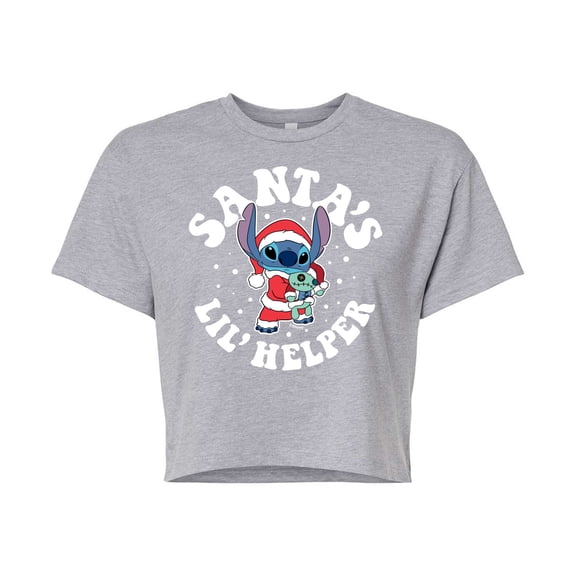 Lilo & Stitch - Santas Lil Helper - Juniors Cropped Cotton Blend T-Shirt