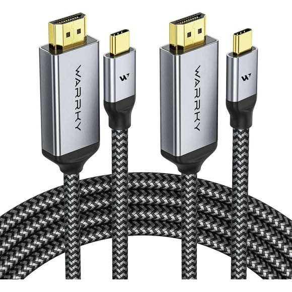 Cable HDMI Warky 4K 60 Hz USB C a HDMI 2.0 1,8 m, paquete de 2