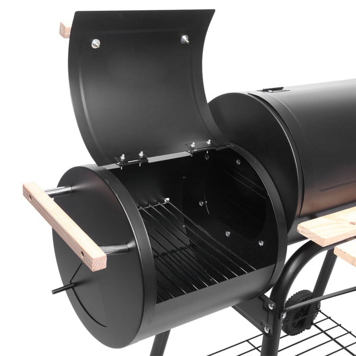 Aiying Charcoal Barrel Grill with Offset Smoker and Wheels