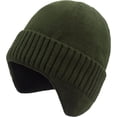 thumbnail image 3 of Muryobao Men's Knit Cuffed Beanie Warm Winter Fleece Lined Earflaps Hat Soft Acrylic Beanie Ski Skull Cap Army Green, 3 of 7
