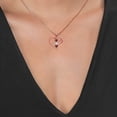thumbnail image 3 of 18K Rose Gold Plated Silver Red Garnet and Sky Blue Aquamarine and White Moissanite 3-Stone Pendant Necklace for Women (1.01 Cttw, January Birthstone, Heart Shape 4MM, with 18 inch Silver Chain), 3 of 3