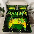 thumbnail image 2 of Erosebridal King Size Gaming Sheet Set Gamer Bed Sheets Video Game Room Decor,Gamepad Controller Gaming Bed Set Teens,Black Yellow Green Tie Dye Top Sheet, 2 of 5