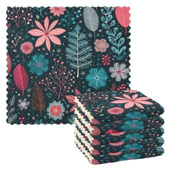 6 Pieces of Kitchen Towels 11x11Inch Kitchen Dish Cloths Kitchen Dish Towels Reuseable Cleaning Cloths Christmas Elements Cute