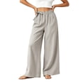 thumbnail image 2 of Tsivenald Womens Linen Wide Leg Pants Elastic Drawstring Waist Lightweight Breathable Summer Beach Casual Trousers, 2 of 7