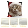 thumbnail image 4 of HENGT  Cute Cat Throw Pillow Cover Christmas Animal Cat with Red Santa's Hat Xmas Tree Gift Winter Kitty Pillowcase Sofa Decor Square Cushion, 4 of 5